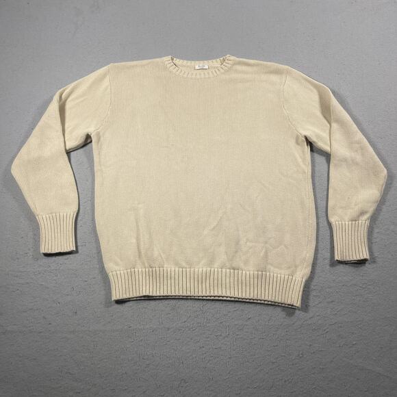 J Galt Sweater Women Large Beige Crewneck Cotton Knit Pullover Casual Minimalist - Picture 1 of 9